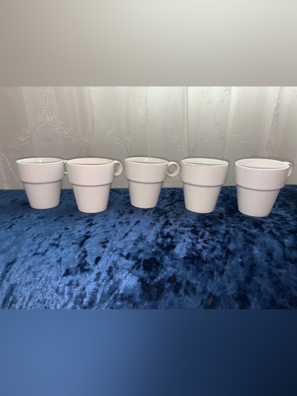 White Ceramic Coffee Cup Set - 5 Pack